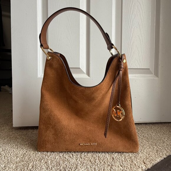 Michael Kors Brown Suede Hobo Bag – Gold Hardware - Picture 1 of 5
